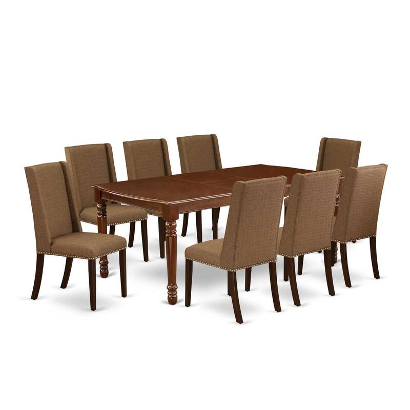 Mountain Lodge Dinette Set - 9 Piece Dining Table & Chair Set - Solid Wood - High Back Chairs - 78