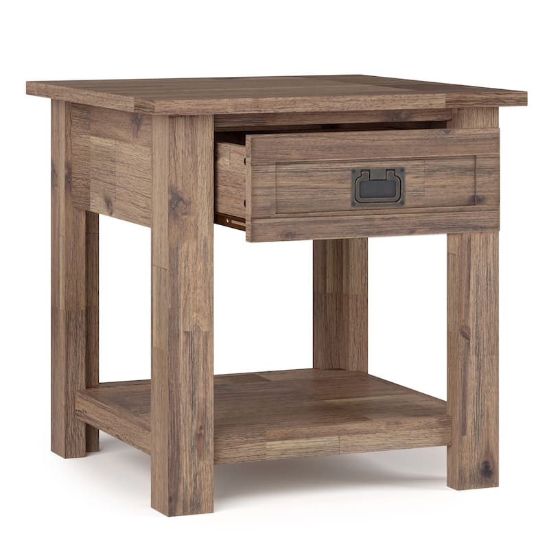 WYNDENHALL Garret SOLID ACACIA WOOD 22 inch Wide Square Rustic End Side Table - 22"W x 22" D x 22" H