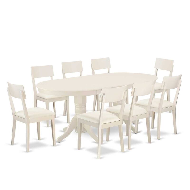 Southwestern Dining Set for 8 - 9 Piece Table & Chair Set - Linen White Finish - 76.3