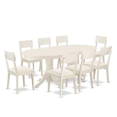 Southwestern Dining Set for 8 - 9 Piece Table & Chair Set - Linen White Finish - 76.3
