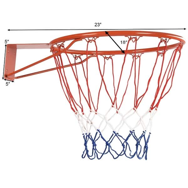 Basketball Hoop Net Ring Wall Mounted Outdoor Hanging Basket 18''