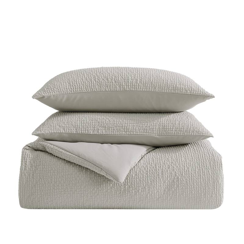 Vera Wang Puckered Texture Cotton Duvet Cover Set