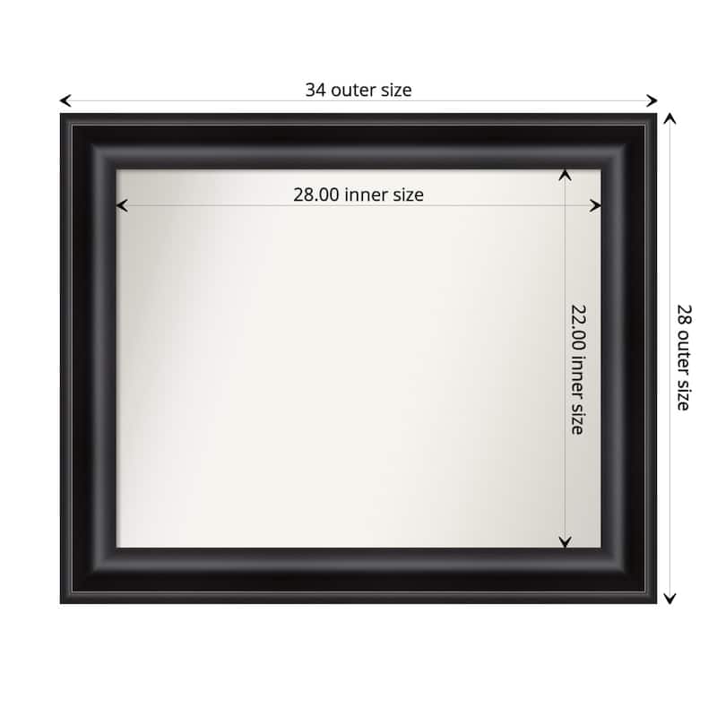 Non-Beveled Wall Mirror - Grand Black Frame - 34 x 28 in - Grand Black