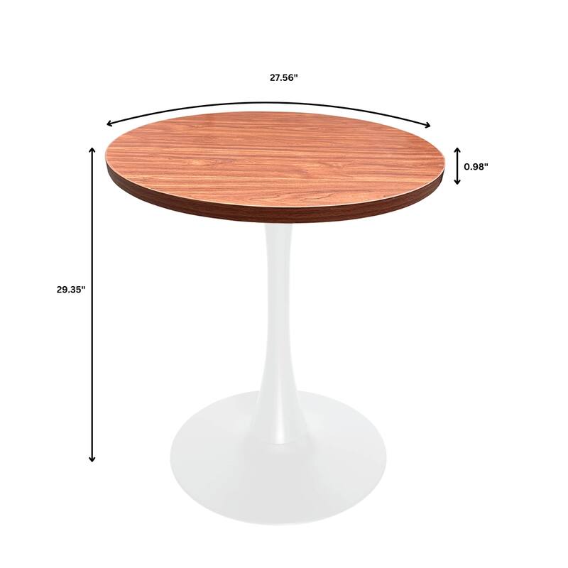 Bristol 27" Round Dining Table with MDF TableTop & White Pedestal Base for Kitchen & Dining Room