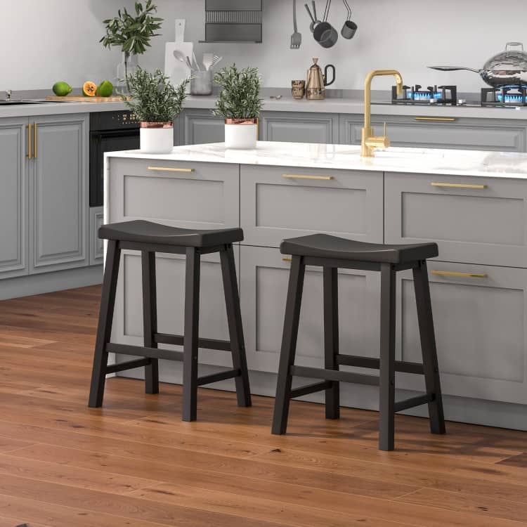 Set of 2 Classic 24 Inch Backless Counter Height Stools for Kitchens - 18" x 14" x 24" (L x W x H)