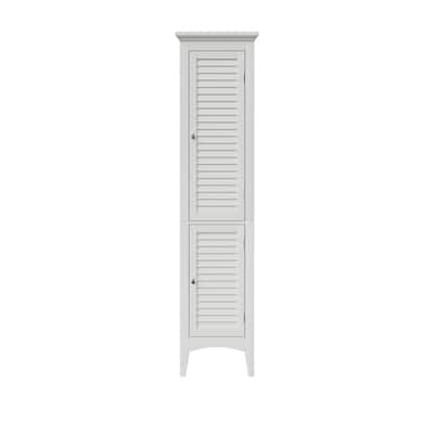 Teamson Home 62.99 in. H White Bathroom Linen Tower Cabinet with 2 Shutter Doors, Freestanding Storage Organizer