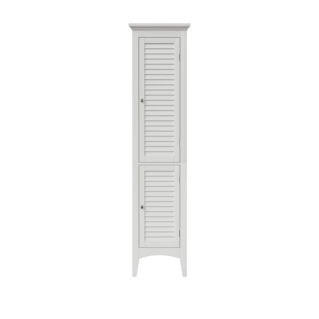 Teamson Home 62.99 in. H White Bathroom Linen Tower Cabinet with 2 Shutter Doors, Freestanding Storage Organizer