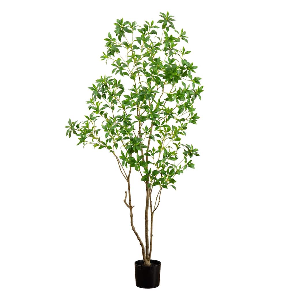 7' Artificial Minimalist Japanese Pieris Tree with Real Touch Leaves - Green