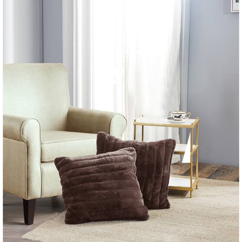 Serenta SuperMink Solid Color Throw Pillow Shell Cushion Cover Set - 26" x 26" - Chocolate - Set of 2