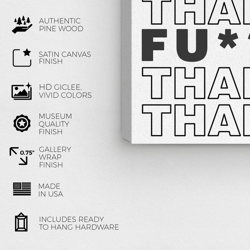 Wynwood Studio Canvas Typography and Quotes Thank You Dark White and Modern & Contemporary Wall Art Canvas Print