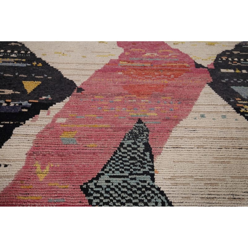 Abstract Moroccan Oriental Area Rug Hand-Knotted Wool Carpet - 6'1"x 10'1"