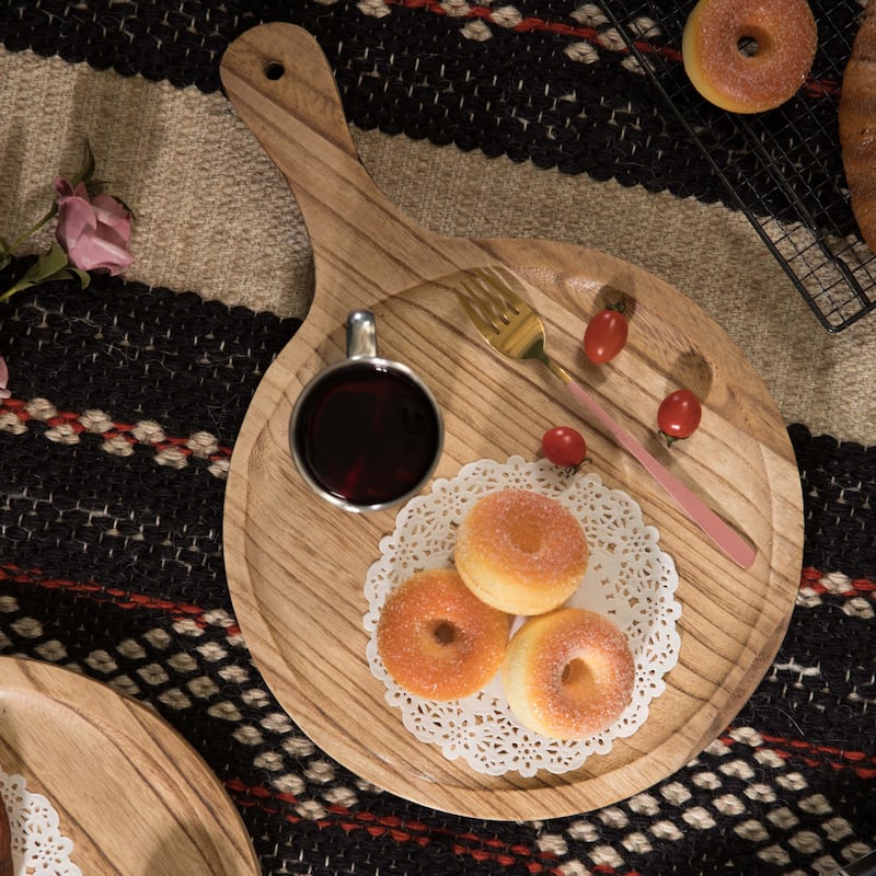 Wooden Round Shape Serving Tray Display Platter