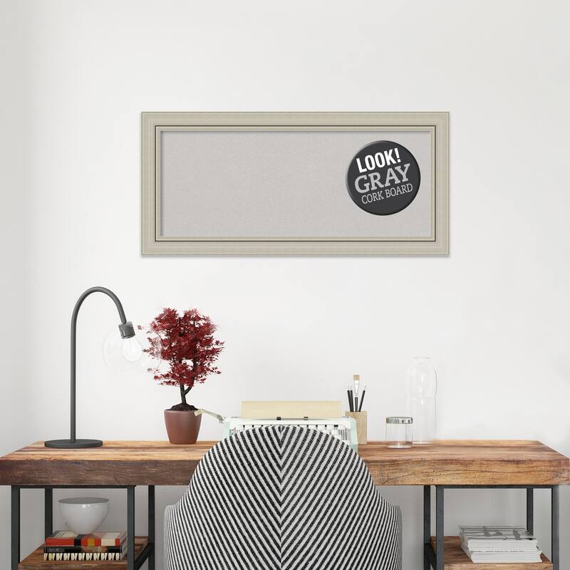 Framed Grey Cork Board, Romano Silver