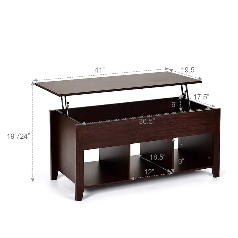 Modern Lifting Top Coffee Table with Hidden Storage Shelf for Home