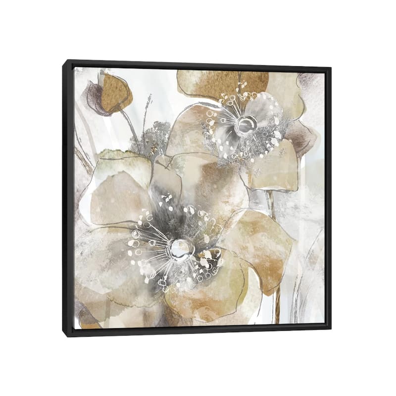 iCanvas "Taupe Spring Poppy II" by Maria Donovan Framed Canvas Print - Black - 18x18