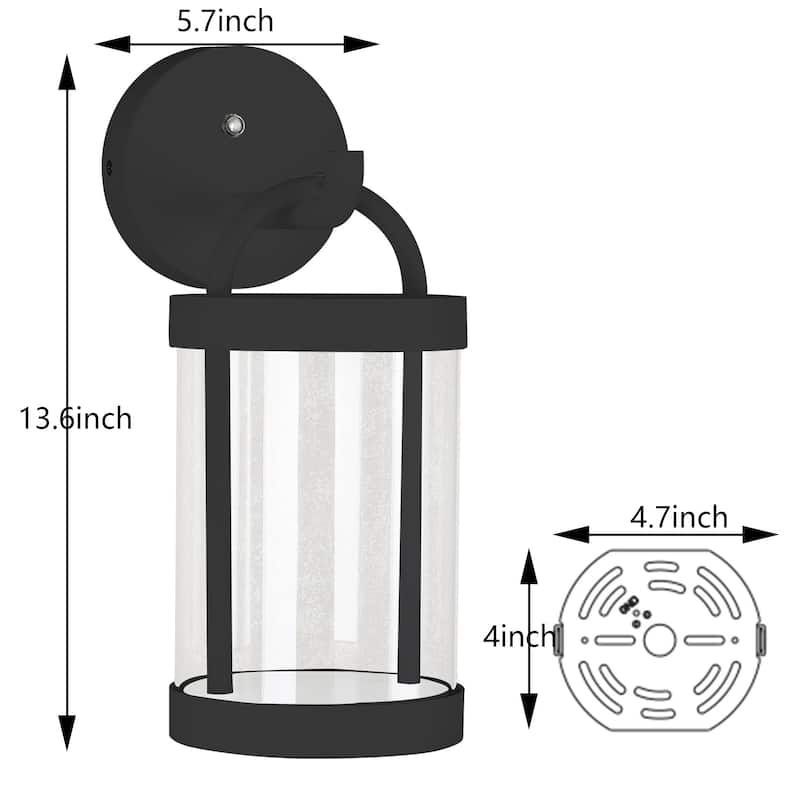 Dusk to Dawn Sensor Outdoor Wall Lights; Aluminum Exterior; Fixture Wall Sconce
