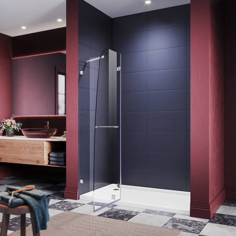 Elegant Tub Door Frameless Pivot Hinged Bathtub Glass Panel with Clear Tempered Glass Door for Bathtub