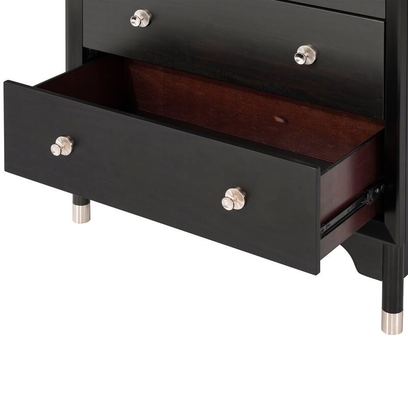 Furniture of America Forma Mid-Century Modern 6-Piece Black Solid Wood Storage Platform Bedroom Set