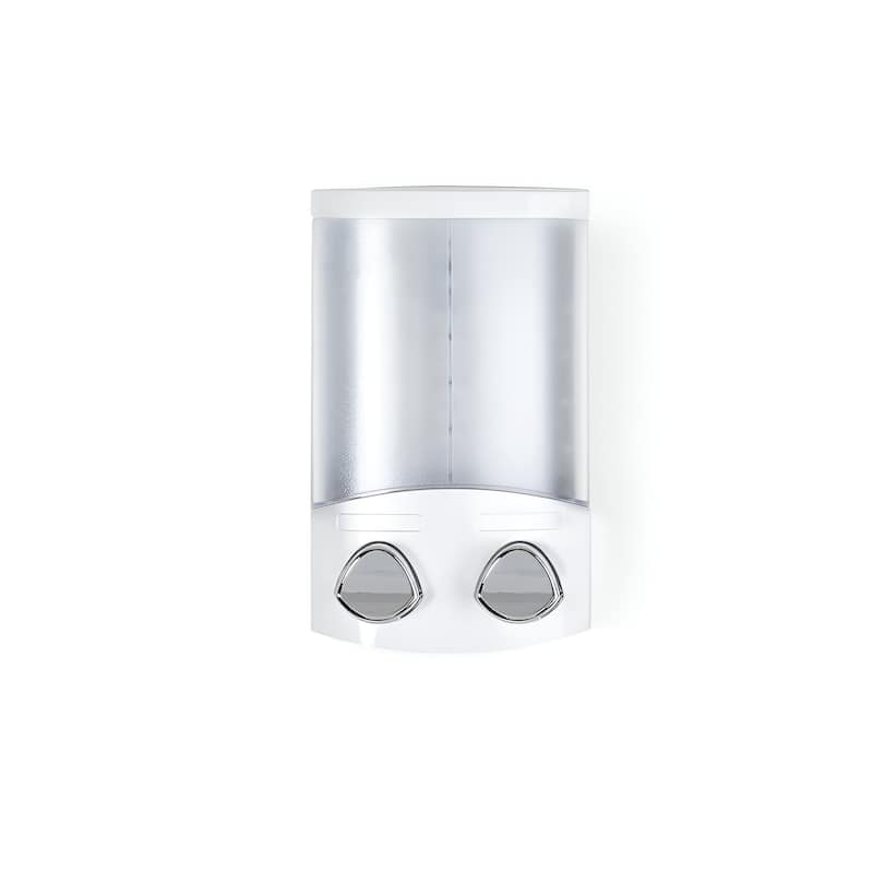 HomeRoots White Heavy Duty Plastic Two Chamber Wall Mount Soap Dispenser - 4.75' X '7.5' X '3.25