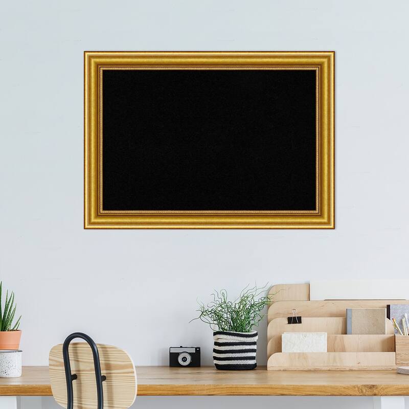 Townhouse Gold Wood Framed Black Corkboard Bulletin Board