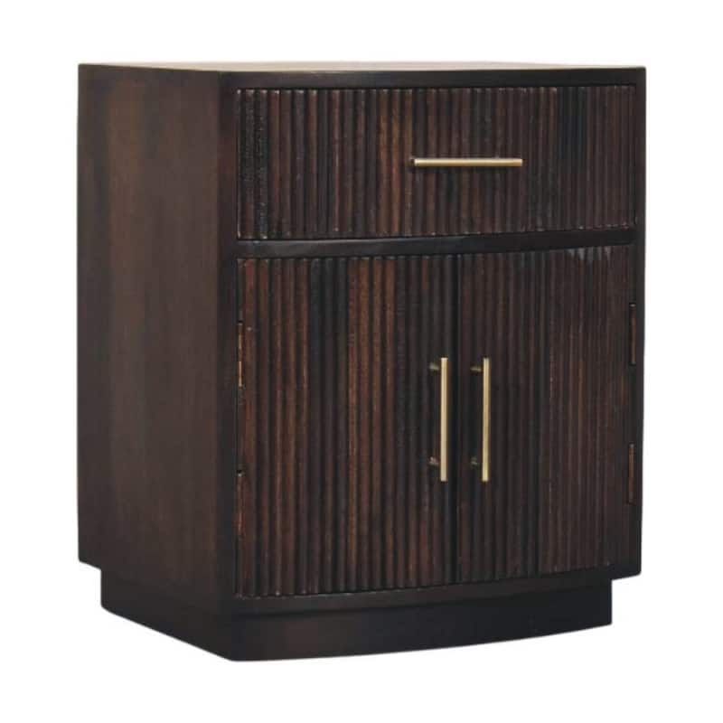 Solid Wood Milan Bedside,Brown,2-Doors,1-Drawers