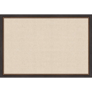 Amanti Art Framed Fabric Pinboard Natural Linen Printed Bulletin Board