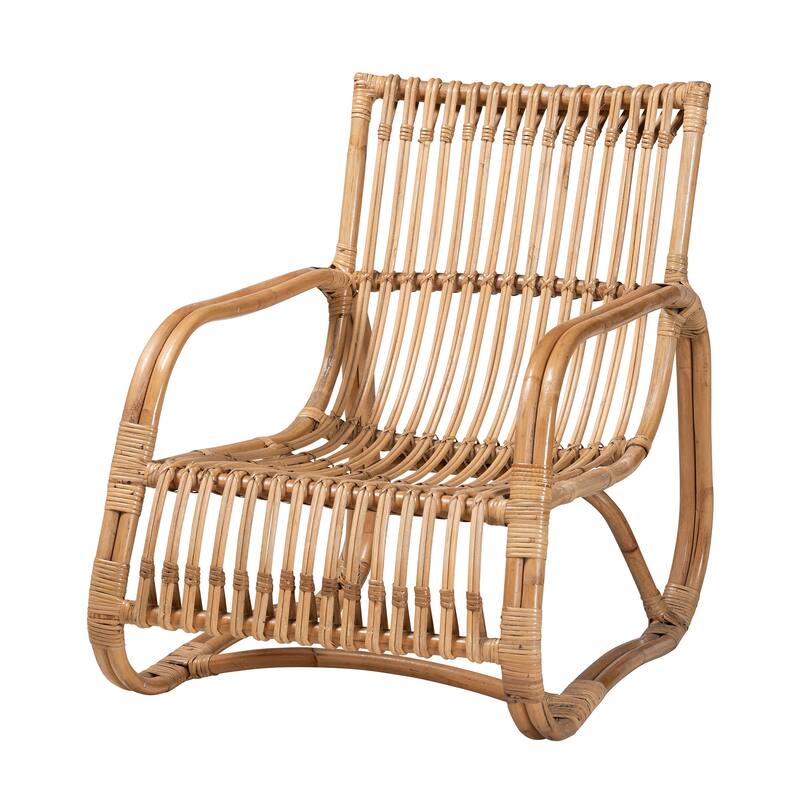 Blanca Modern Bohemian Natural Rattan Accent Chair - Natural Brown