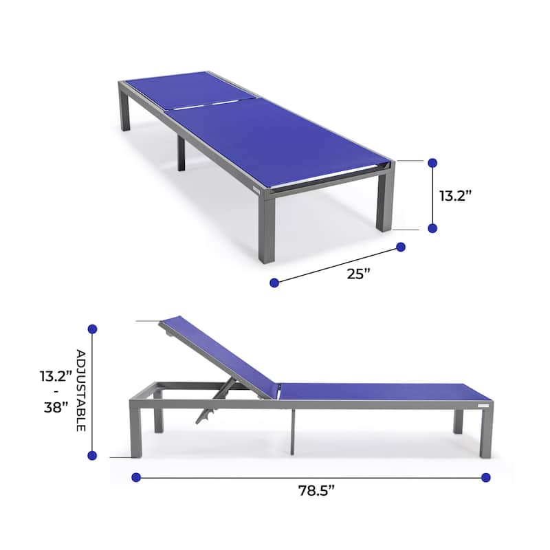 Aluminum Beach Pool Sun Lounge Chair Sling Mesh Fabric Reclining Stackable Lounger Chair