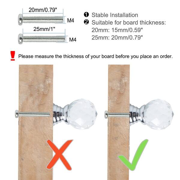 Shop 10pcs Crystal Glass Knobs 30mm Dia Round Knob With Screws