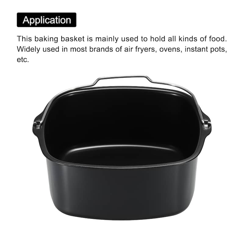 Baking Pan Universal Air Fryer Accessory Nonstick Coating 7"x6"x3" - Black