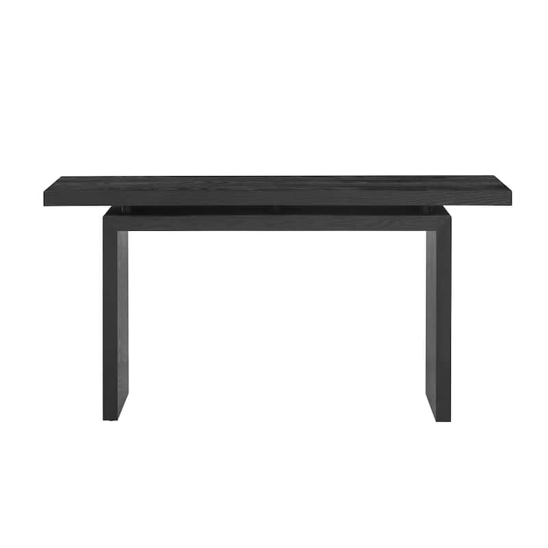 59.1 Inch Long Wooden Entryway Console Table, Ash Veneer Rectangular Sofa Table for Entryway, Hallway, Living Room, Foyer - Black
