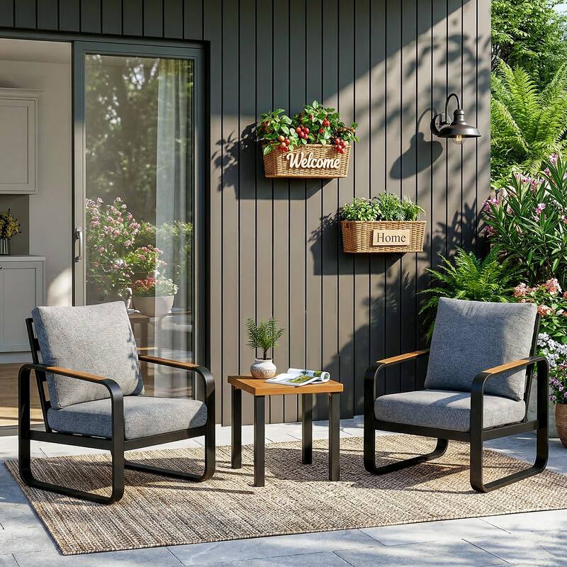3-Piece Outdoor Patio Conversation Set - Dark Gray