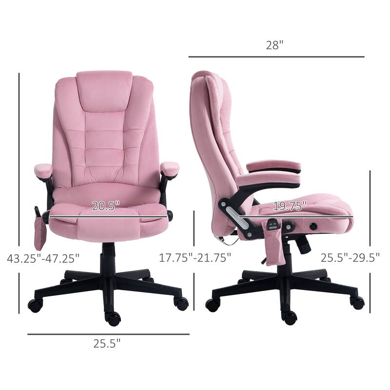 Height Adjustable Massage Office Chair with Lumbar Heating and 6 Vibration Points Swivel Wheels - 25.5"W x 28"D x 43.25"-47.25"H