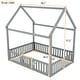 preview thumbnail 3 of 6, Full Size Wood House Bed with Fence and Door