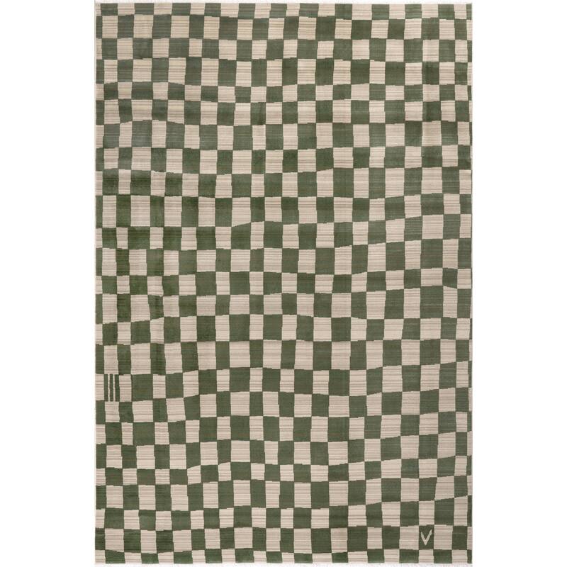 Nuloom Dominique Abstract Checkered Fringe Area Rug