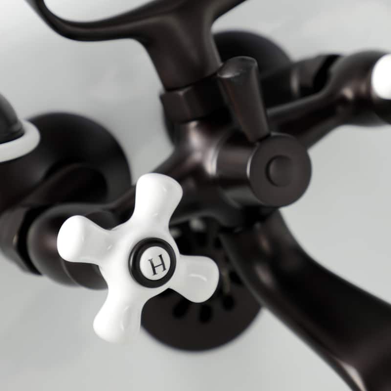 Kingston Brass Tub Wall Mount Clawfoot Tub Faucet with Hand Shower in Polished Chrome