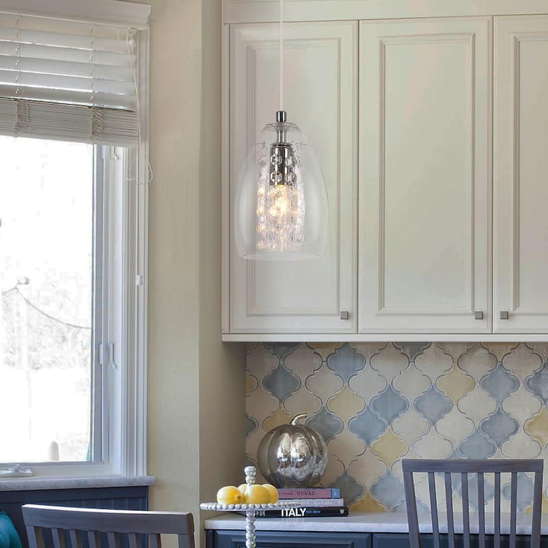 Modern 1/3-Light Linear Clear Glass Island Pendant Light for Dining Room