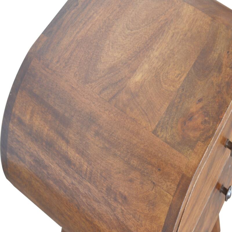 Solid Wood Chestnut Circular Nightstand