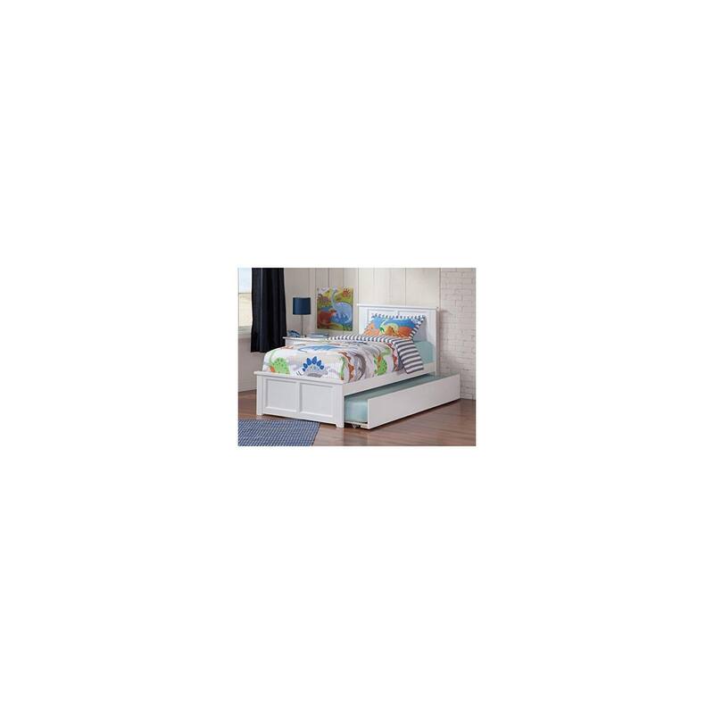 Twin XL Platform Bed with Footboard & Trundle - White