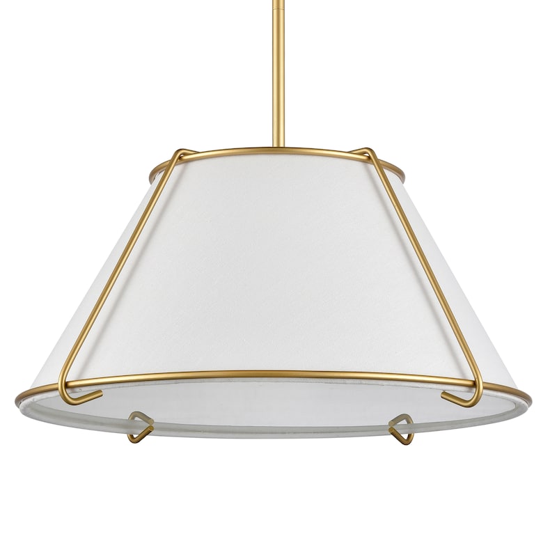 Elk Home Regalia Satin Nickel With White Linen Shade 1 Light Pendant - 18''
