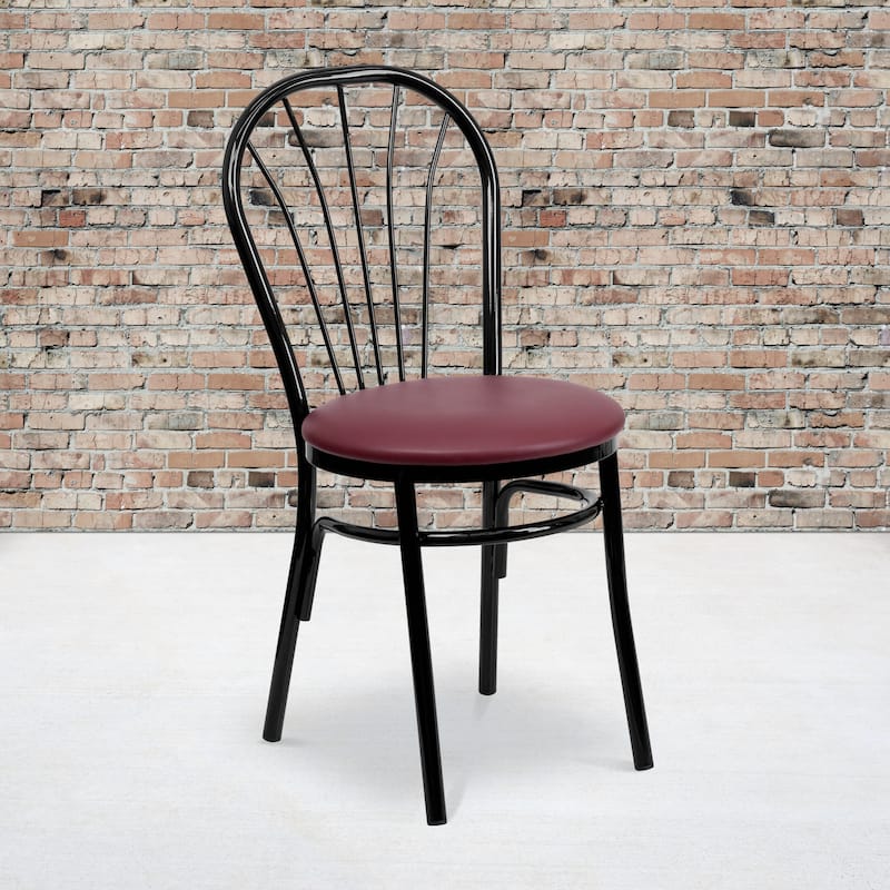 2 Pack Fan Back Metal Chair - Vinyl Seat - 16"W x 20"D x 34.5"H - 16"W x 20"D x 34.5"H