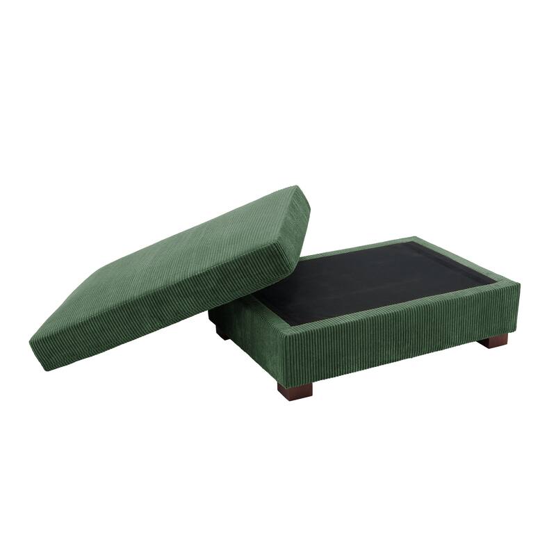 Modern Rectangle Oversized Stripe Corduroy Ottoman