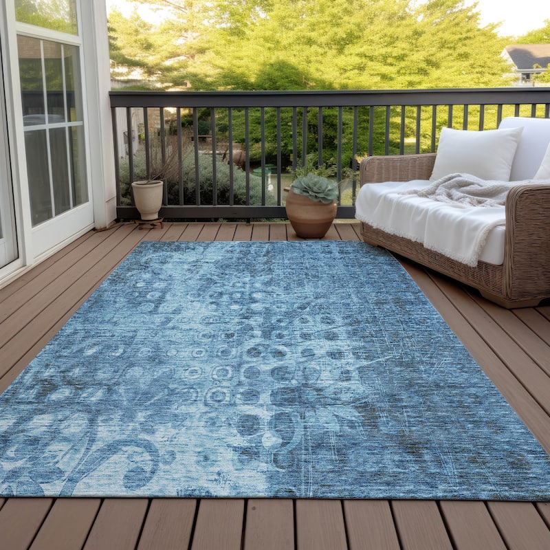 Machine Washable Indoor/ Outdoor Chantille Abstract Modern Rug