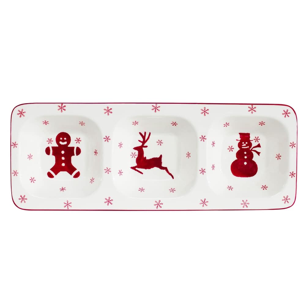 Euro Ceramica Winterfest 3 Part Divided Dish