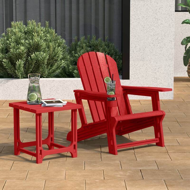 Coastline Outdoor Poly Adirondack Chair with Side Table
