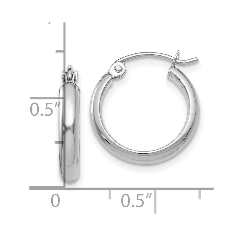 Curata 10k White Gold Polished 2.75mm Hoop Earrings - 15mm - 51mm
