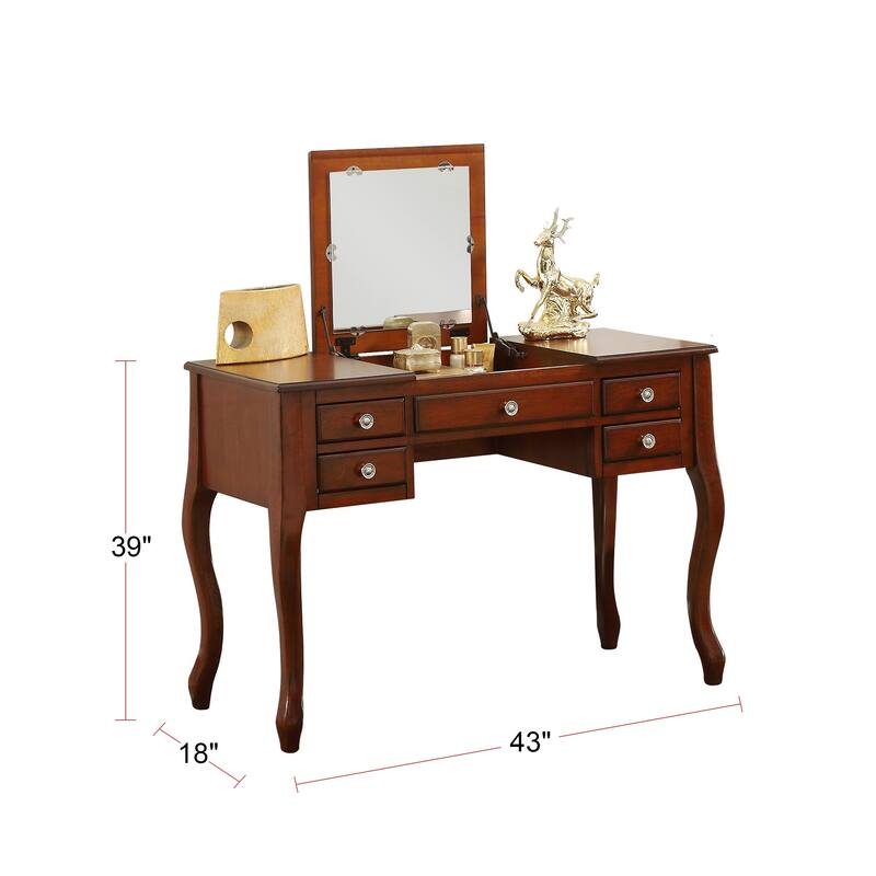 Flip Up Mirror Vanity Set with Stool