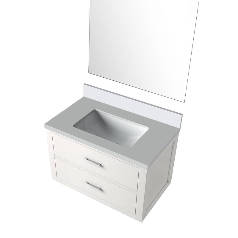 Castor Bath Vanity with Cultured Marble Top, Sink and Mirror