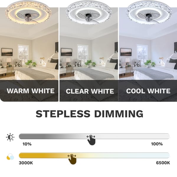 Moasis Dimmable LED 6 Speeds 20" Ceiling Fan Light