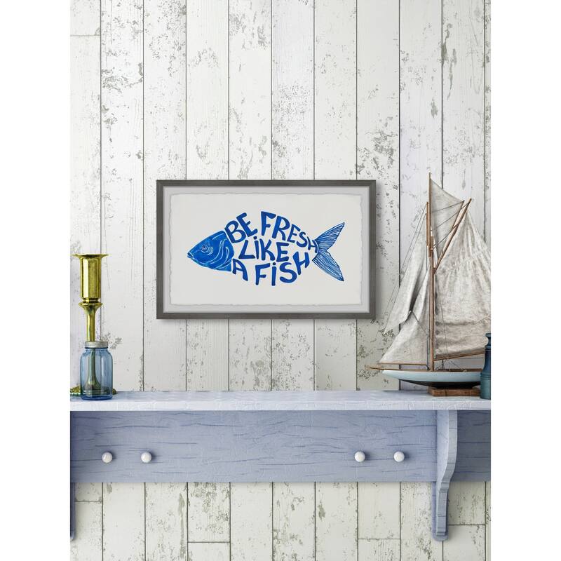 Be Fresh like a Fish Framed Wall Art, Elegant Home Touch - Sophisticated Artwork for Refined Décor